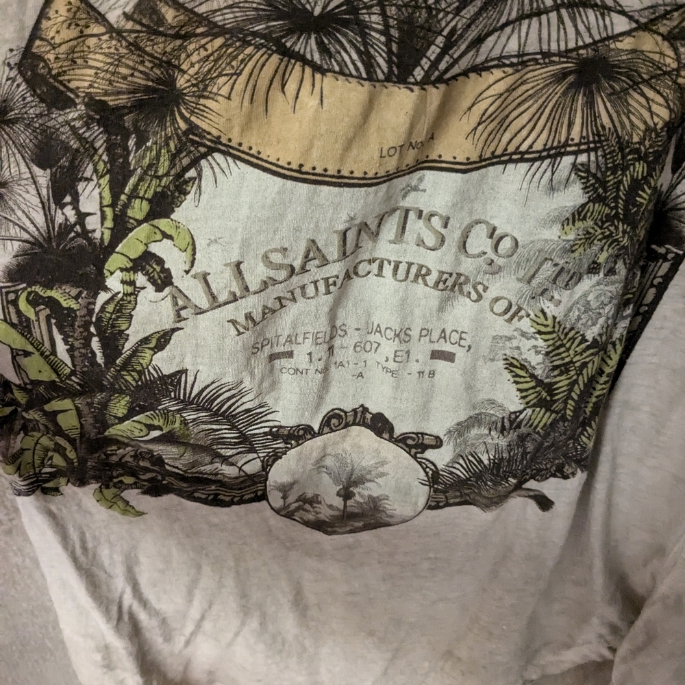 All Saints Gray Graphic Tank Top